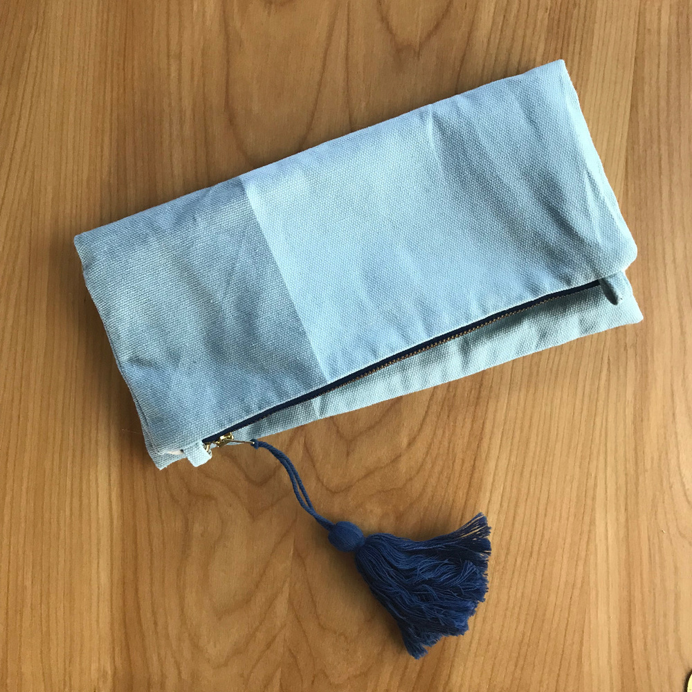 TRIBE ALIVE Colorblock Clutch w/ Chain Blue EUC